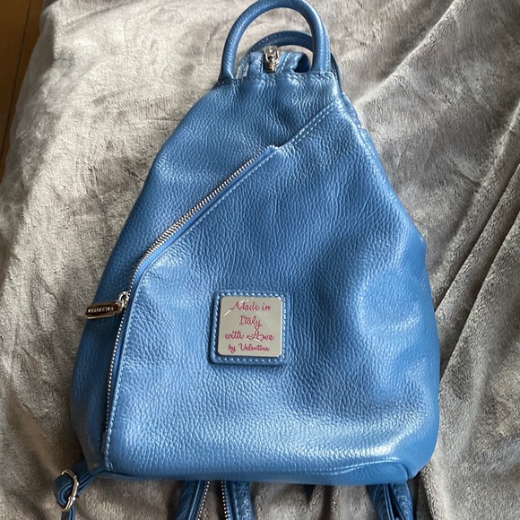 Valentina Bags Valentina Pebbled Leather Backpack Made In Italy